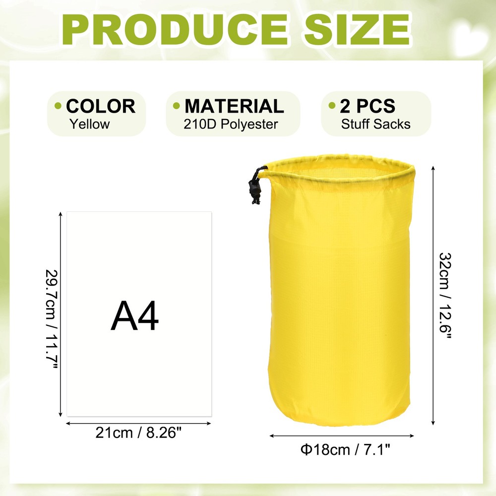 Drawstring Bag, Storage Bags, 7x13" & 2Pcs & Yellow