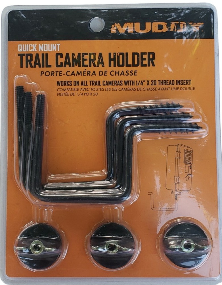 MUDDY Screw in Quick Mount Trail Camera Holder with 1/4"x20 thread insert 3 pack