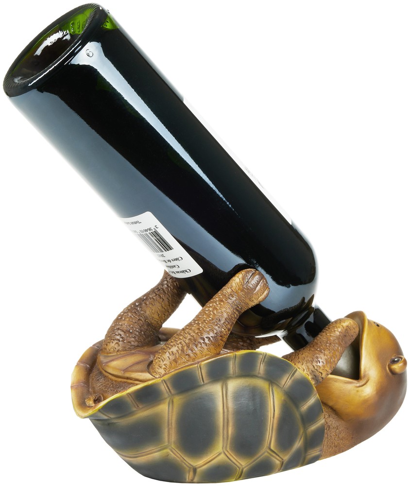 BRUBAKER Wine Bottle Holder Thirsty Turtle - Drunk Animals - Polyresin