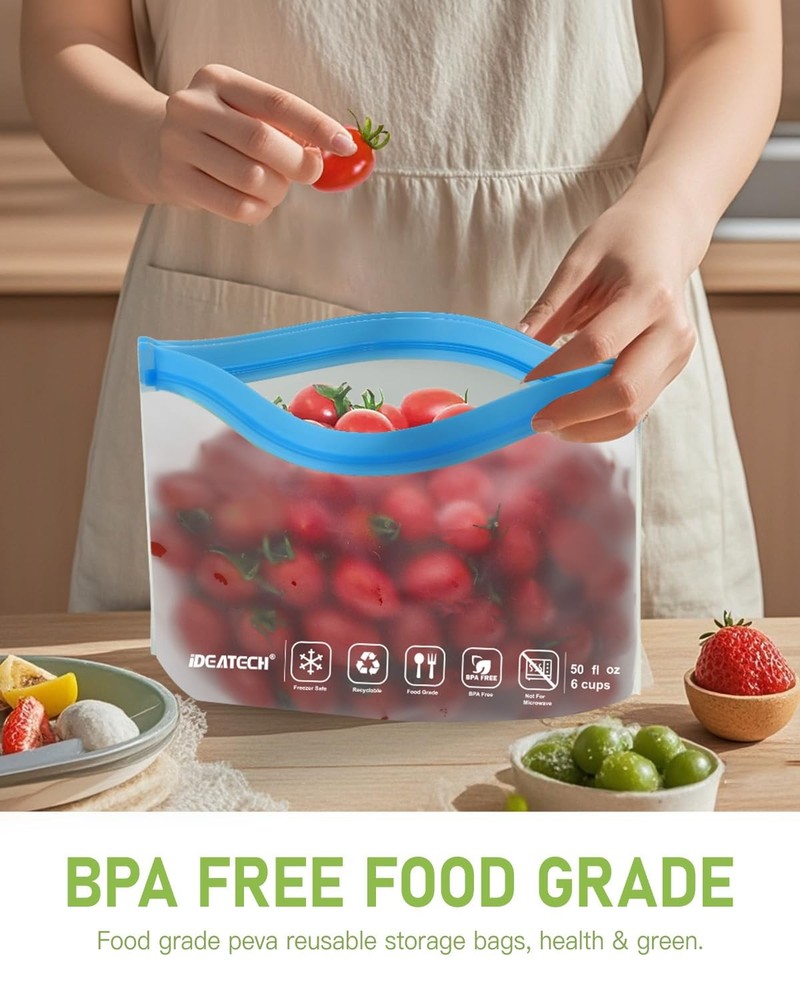 IDEATECH 20Pack Reusable Bags 20Pack-8Gallon+6Quart+6Snack, Multicolor