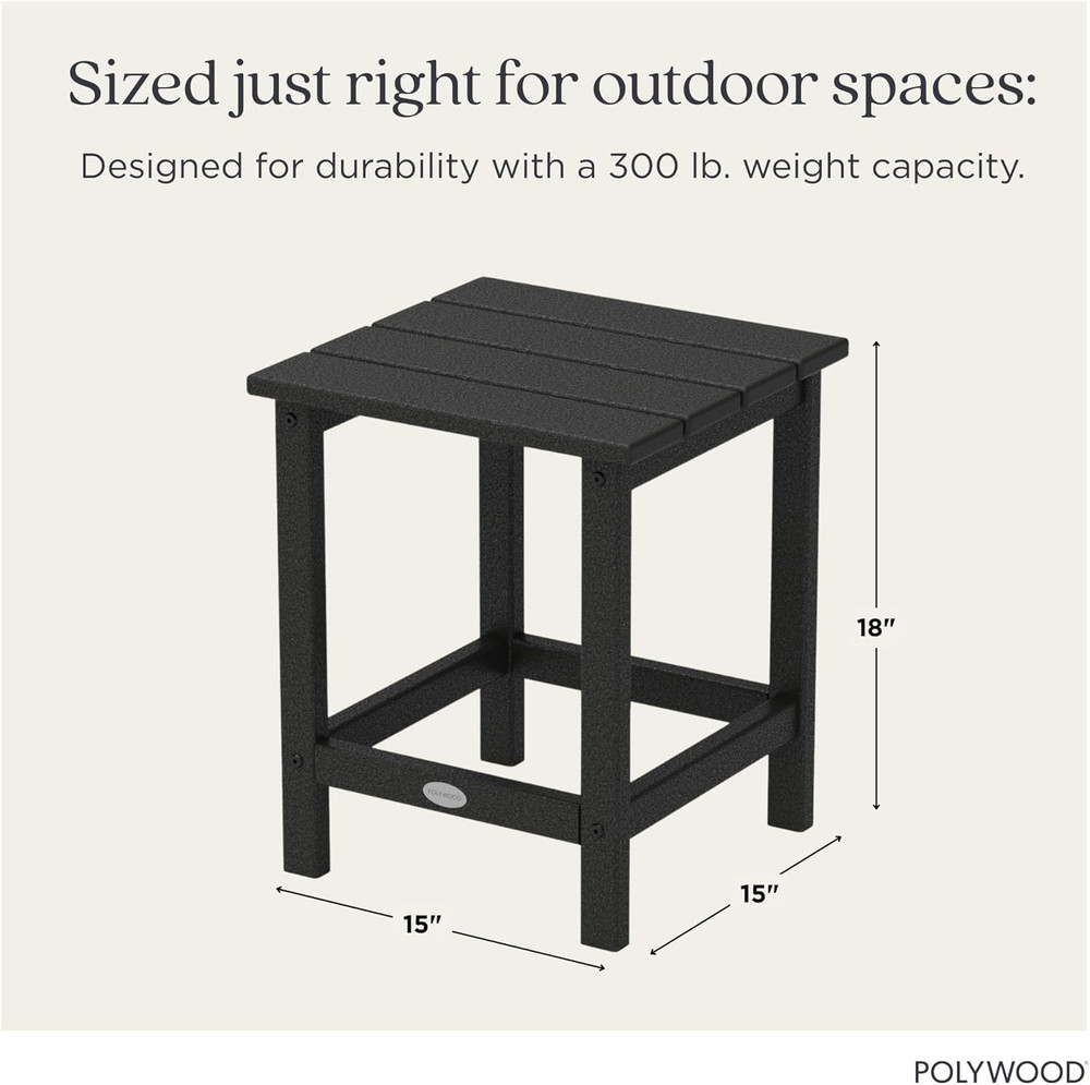 POLYWOOD Long Island 18" Side Table, Black