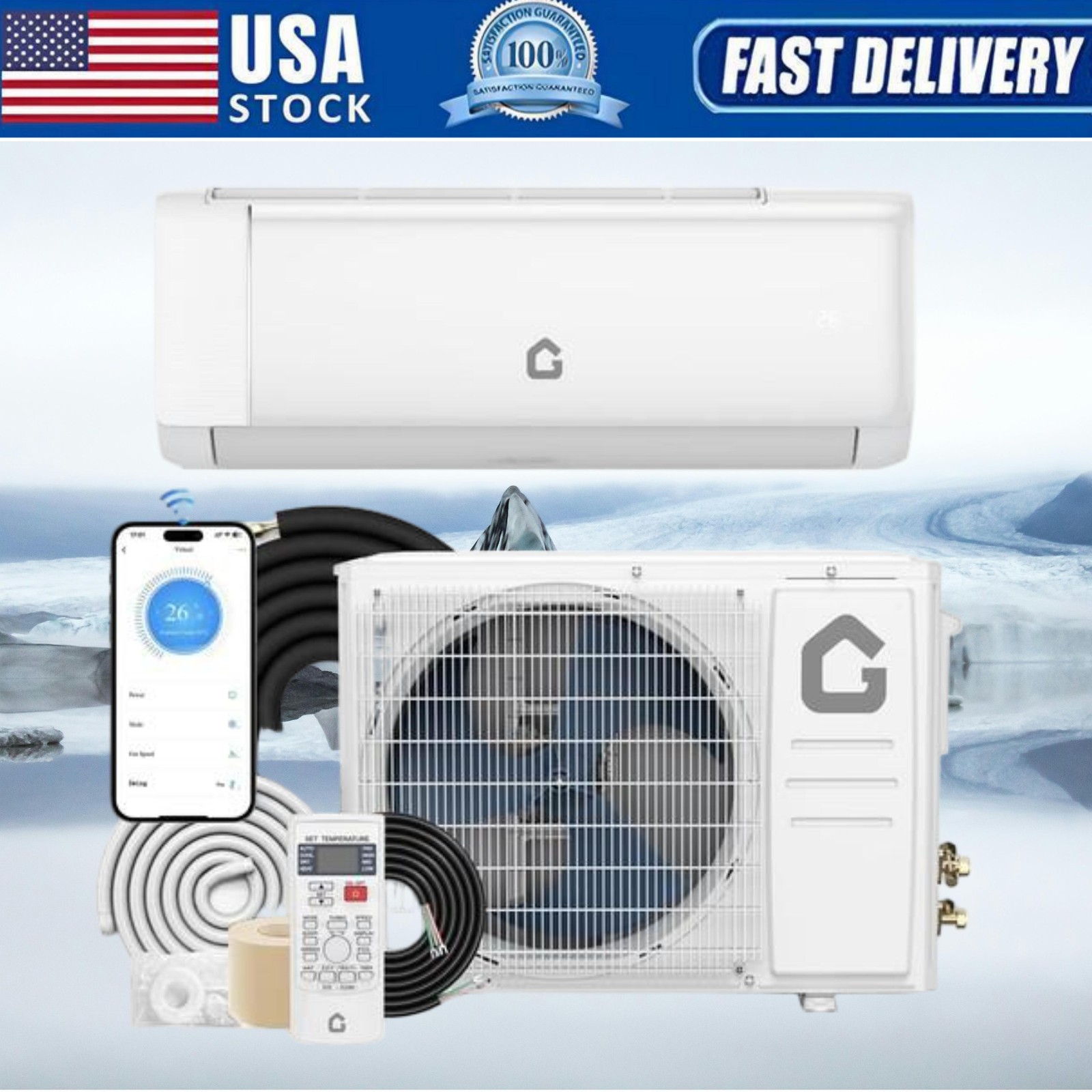 12000BTU Mini Split Air Conditioner Ductless Inverter System Heat Pump 220V WIFI