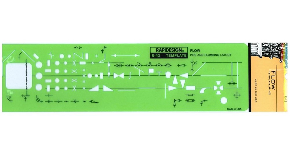Berol Rapidesign Template - Flow / Pipe / Plumbing - R-42