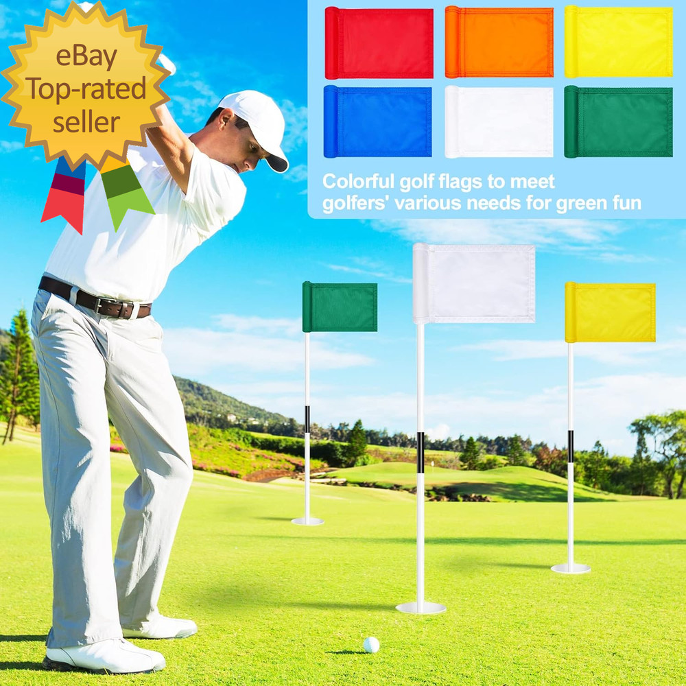 12 Pcs Solid Golf Flag Target Flag with Tube Inserted Waterproof Putting Green