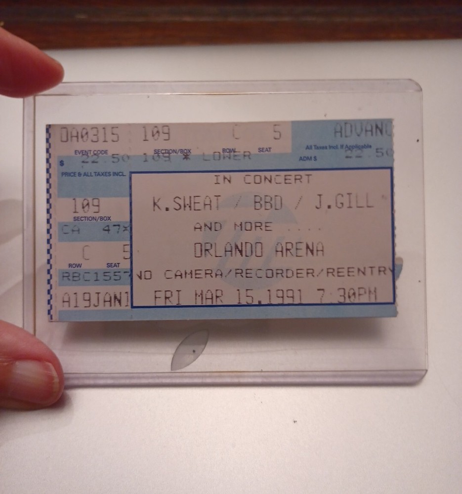 K. SWEAT CONCERT TICKET STUB 1991 BBD/J.GILL AND MORE