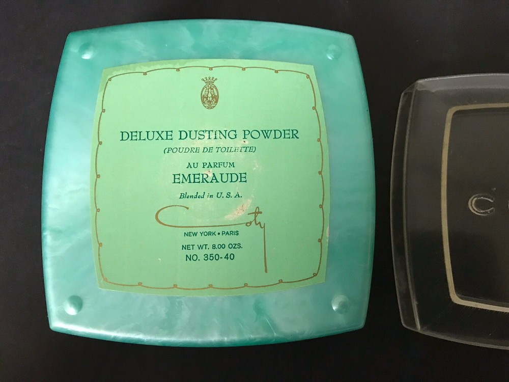 Vtg Unique COTY EMERAUDE SQUARE Dusting Powder Box