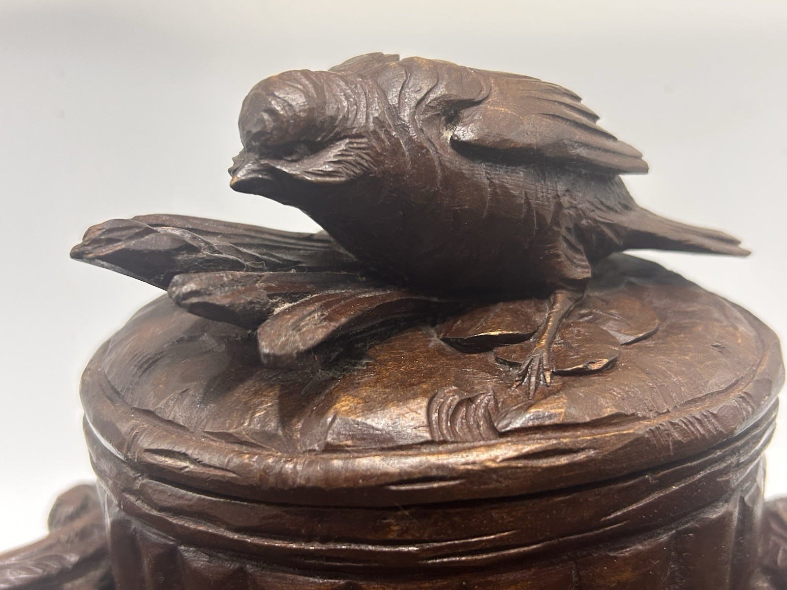 19th Century Swiss Black Forest Hand Carved Ink Stand
