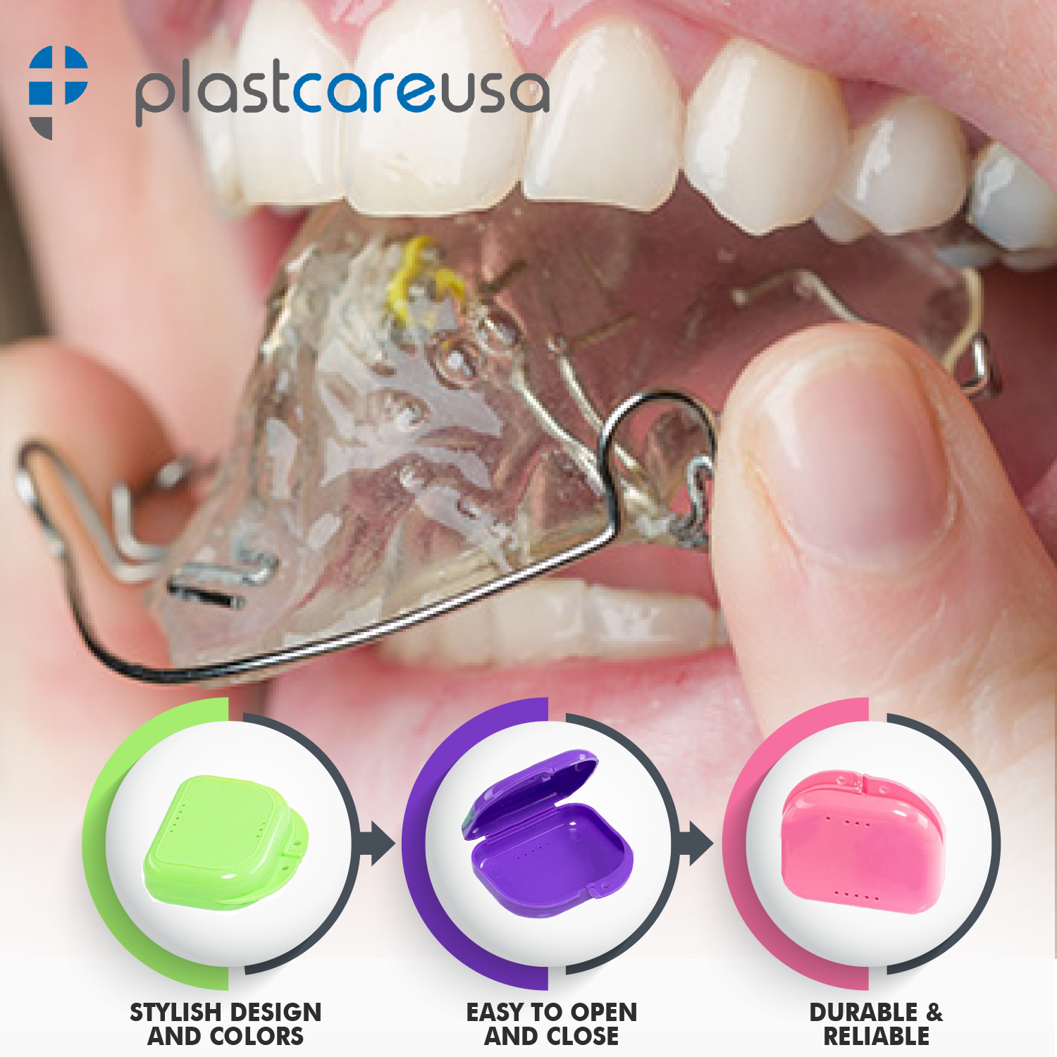 Sealed Assorted Dental Retainer Boxes Denture Case, Mouthguard Containers