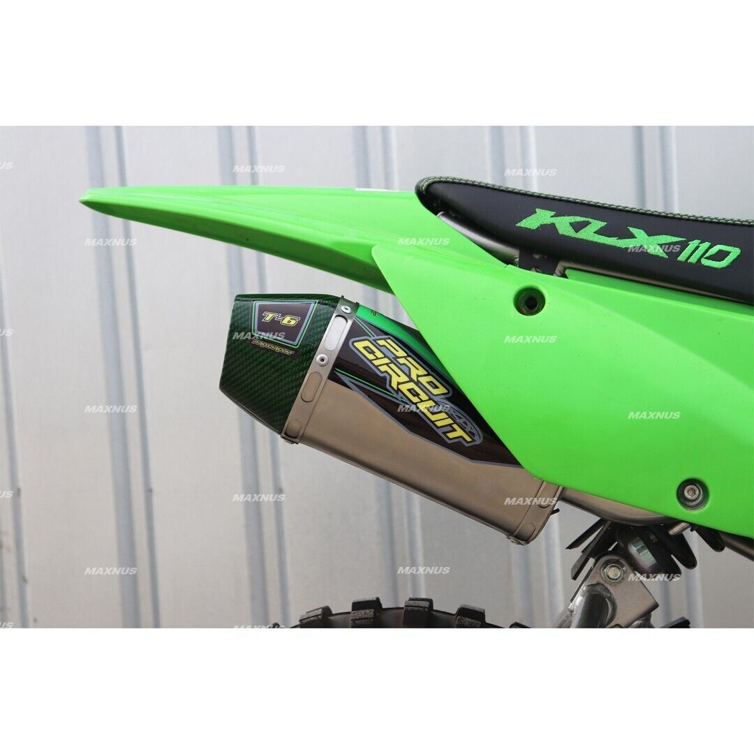 EXHAUST MUFFLER PIPE FULL SYSTEM CARBON GREEN FIT FOR KAWASAKI KLX110 KLX110L
