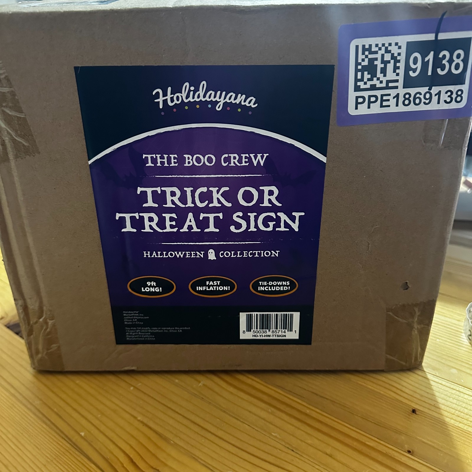 HOLIDAYANA Halloween The Boo Crew TRICK OR TREAT 9' Inflatable Yard Sign NIB