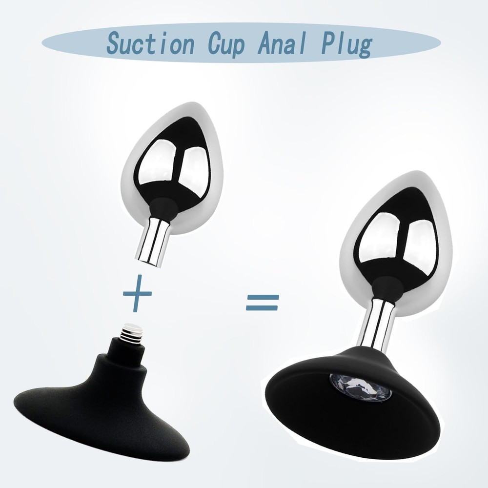 Anal Trainer Set Butt Plug 3 Pcs Metal Anal Plugs with 2 Replaceable Base Dif...