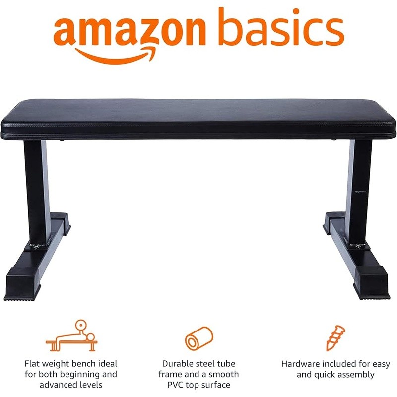 Flat Weight Bench Full Body Workout Steel Frame Stability Assembly