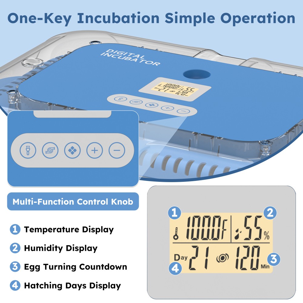 70 Egg Incubators for Hatching Eggs Automatic Egg Turning Built-In LED Candler
