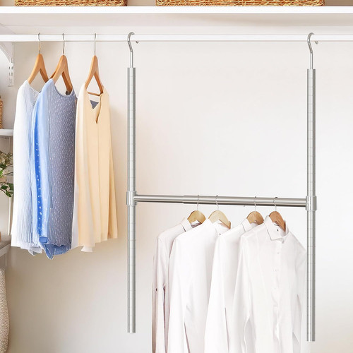 Simple Houseware Adjustable Closet Hanging Rod, Chrome 1 Pack, 1