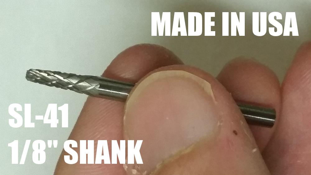SL41D Taper Shape SOLID Carbide Burr Bur Cutting Tool Die Grinder Bit 1/8"