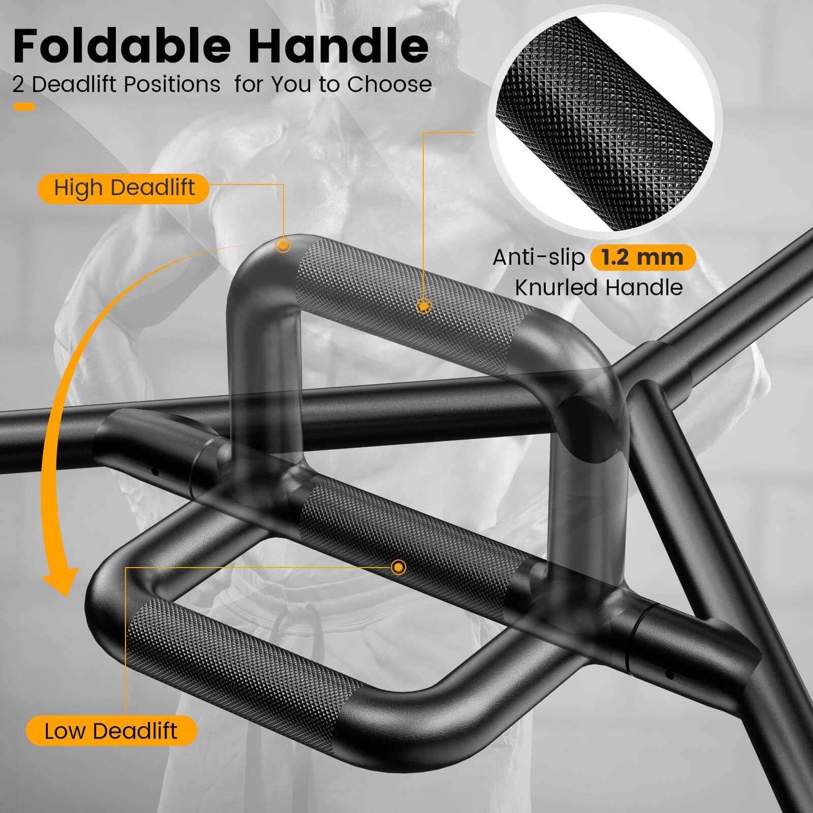 Heavy Duty Olympic Hex Trap Bar w/ Flat or Raised Knurled Handles for Squats