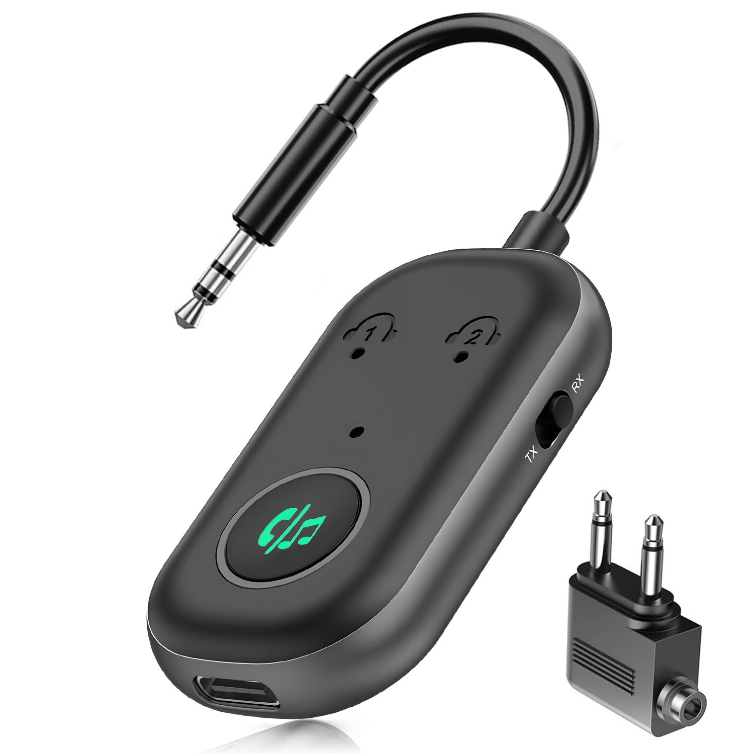 Bluetooth Transmitter Receiver Wireless Adapter 3.5MM Aux Jack, Dual Connection