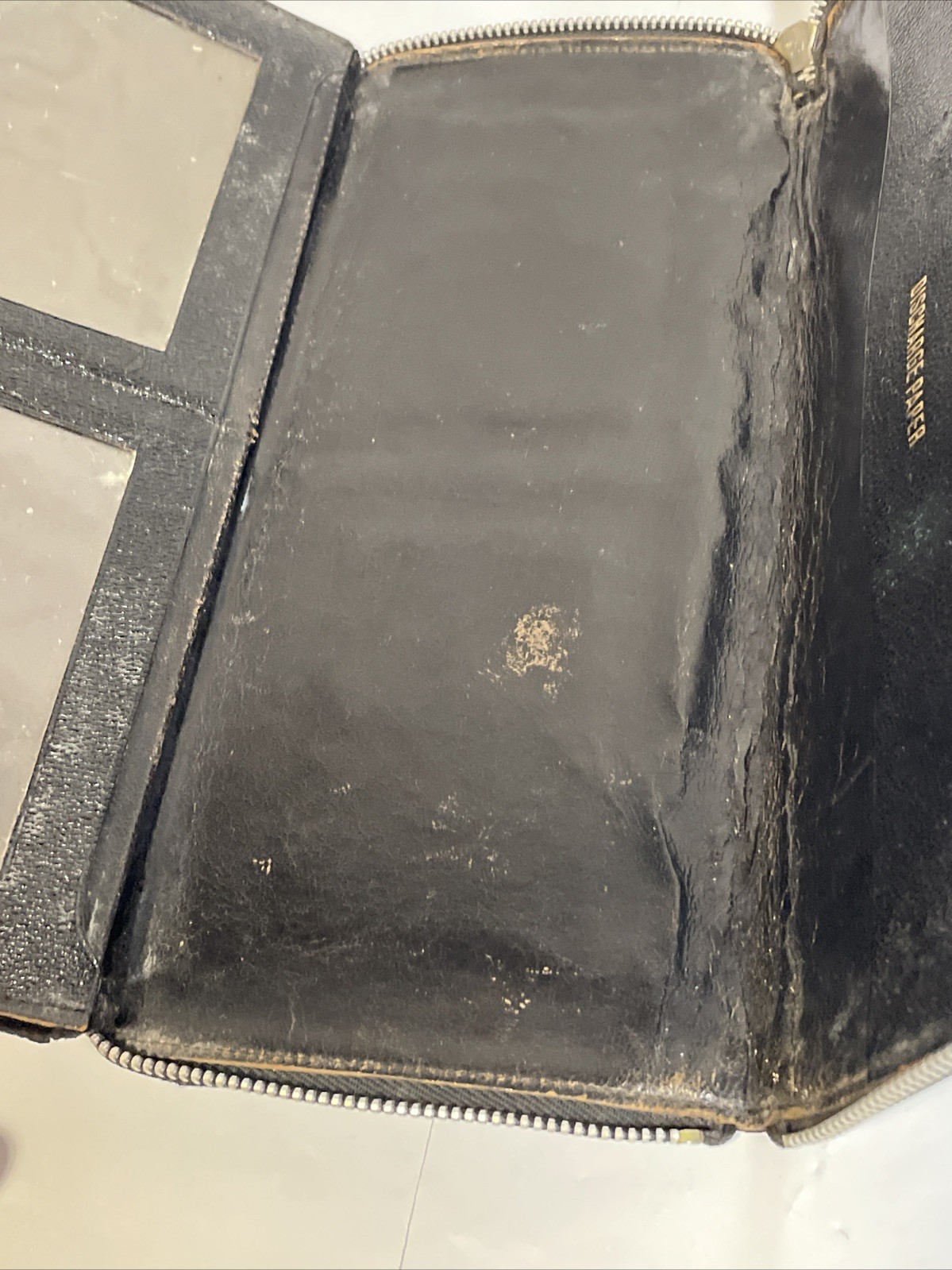 WW2 War Service Record Leather Wallet Diary Document Holder Black Zipper Vtg