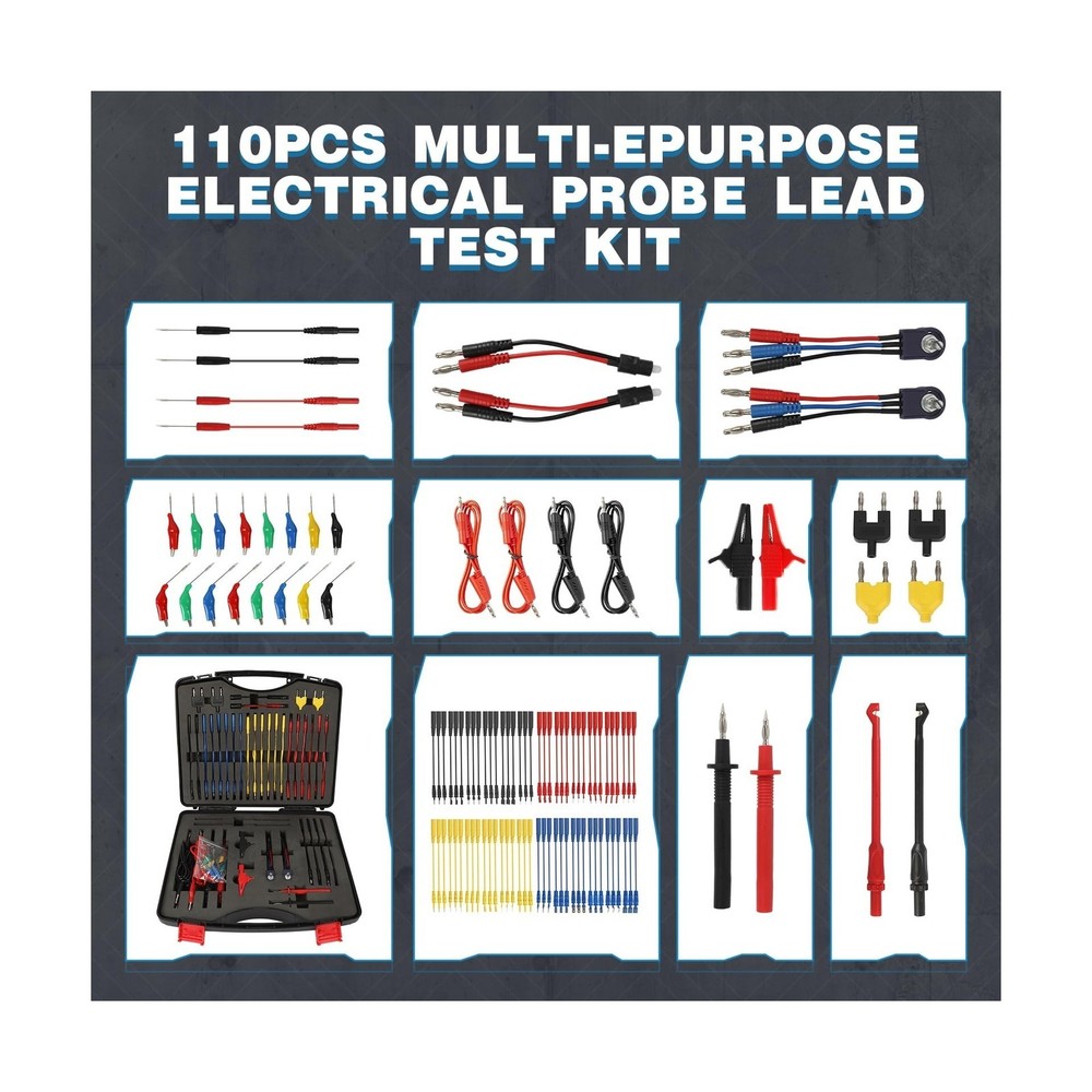 110PCS Automotive Circuit Test Lead Kit, Multimeter Leads Kit,Multi Function ...