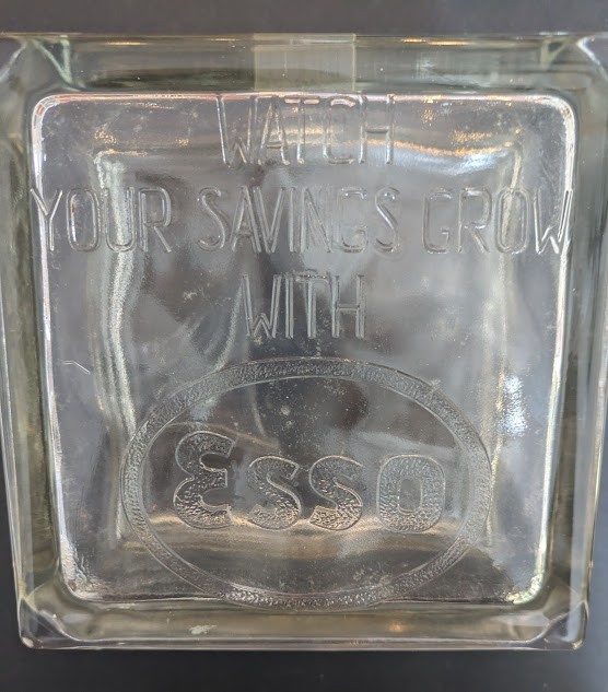 Antique Esso Glass Block Advertising Piggy Bank World's Fair 1939