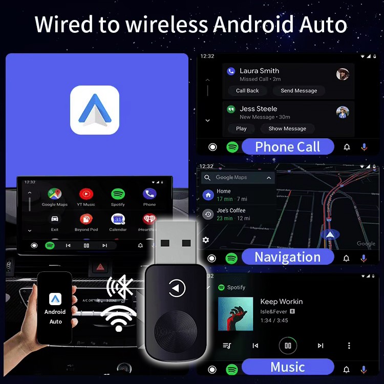 Convert Wireless Wifi Apple CarPlay Android Auto USB Navigation GPS Adapter