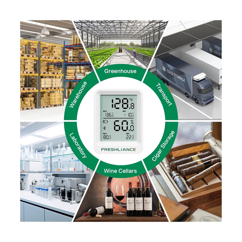 Bluetooth Temperature Humidity Data Logger Recorder, Refrigerator Freezer The...