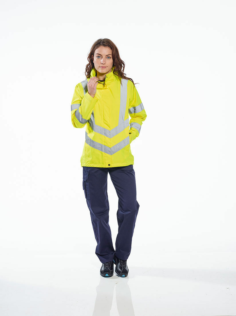 Portwest LW70 Ladies Breathable Safety Work Rain Jacket in Reflective HiVis ANSI