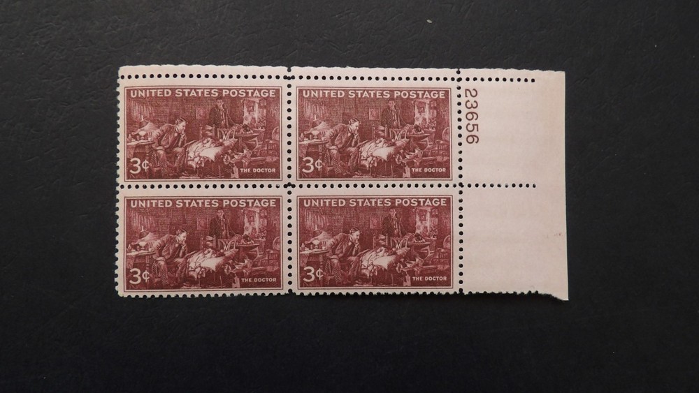 1947 #949 The Doctors Plate Block #23656 UR MNH OG VF