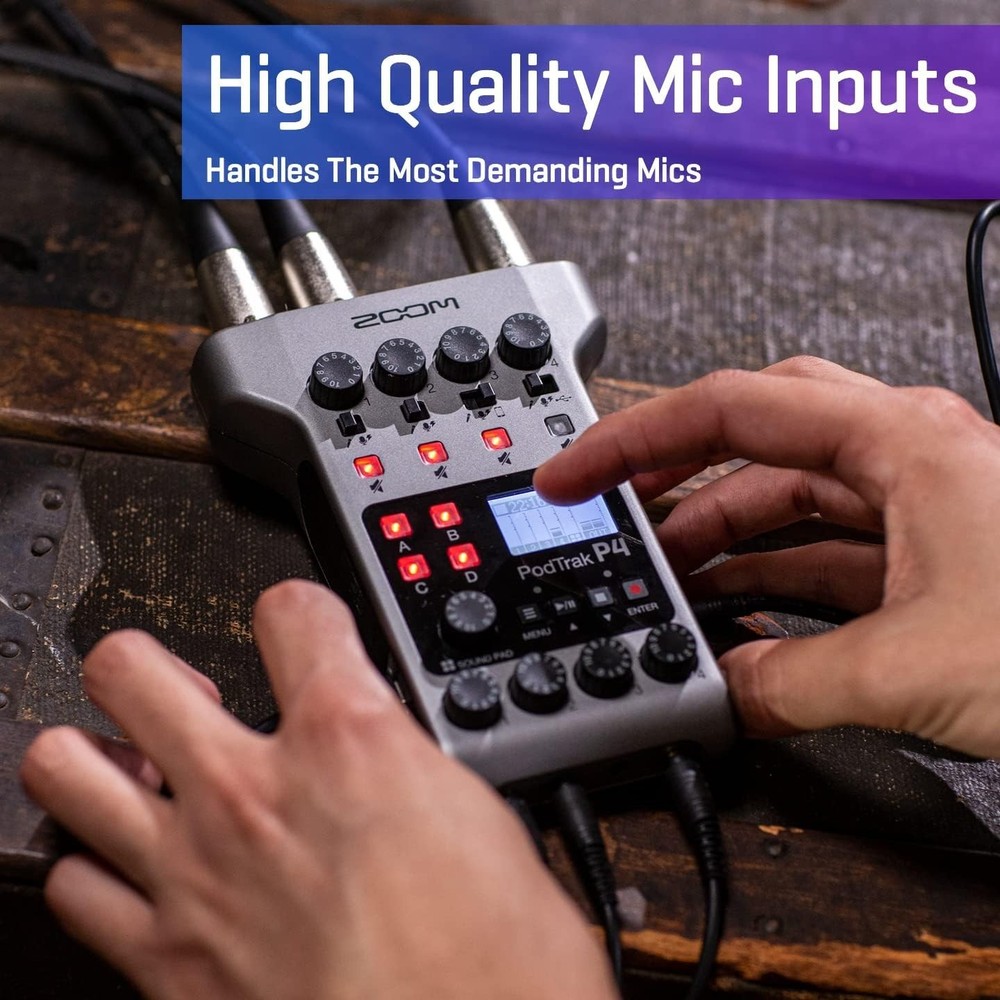 Battery Powered Podcasting Device with 4 XLR Inputs and Remote Interview Support