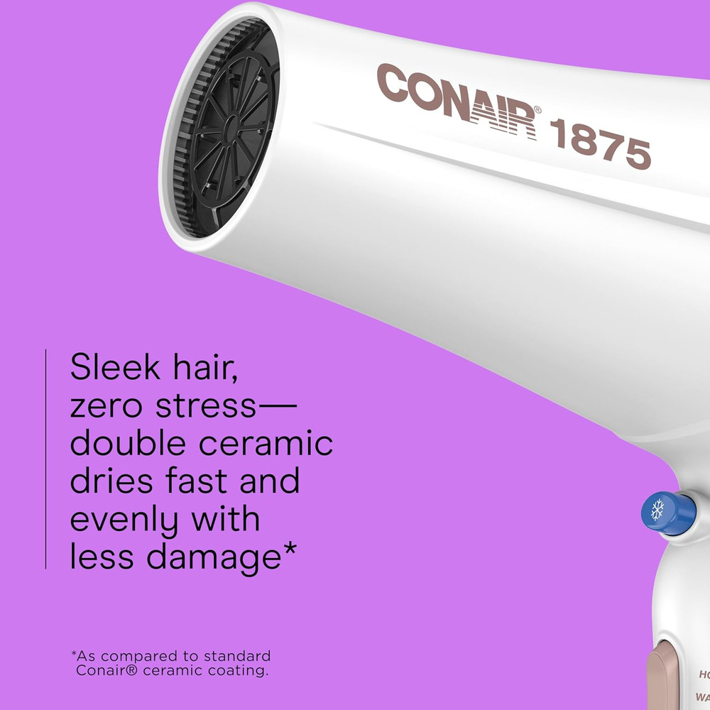 Double Ceramic Hair Dryer with Diffuser | Blow Dryer with Ionic Conditioning | I