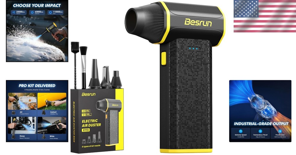 Eco-Friendly Electric Air Duster - Efficient 120W Blower, Lightweight & Compact