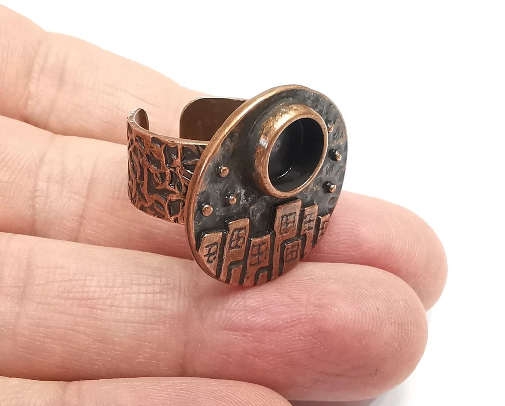 City Ring Blank Setting, Cabochon Mounting, Adjustable Resin Ring Base Bezels