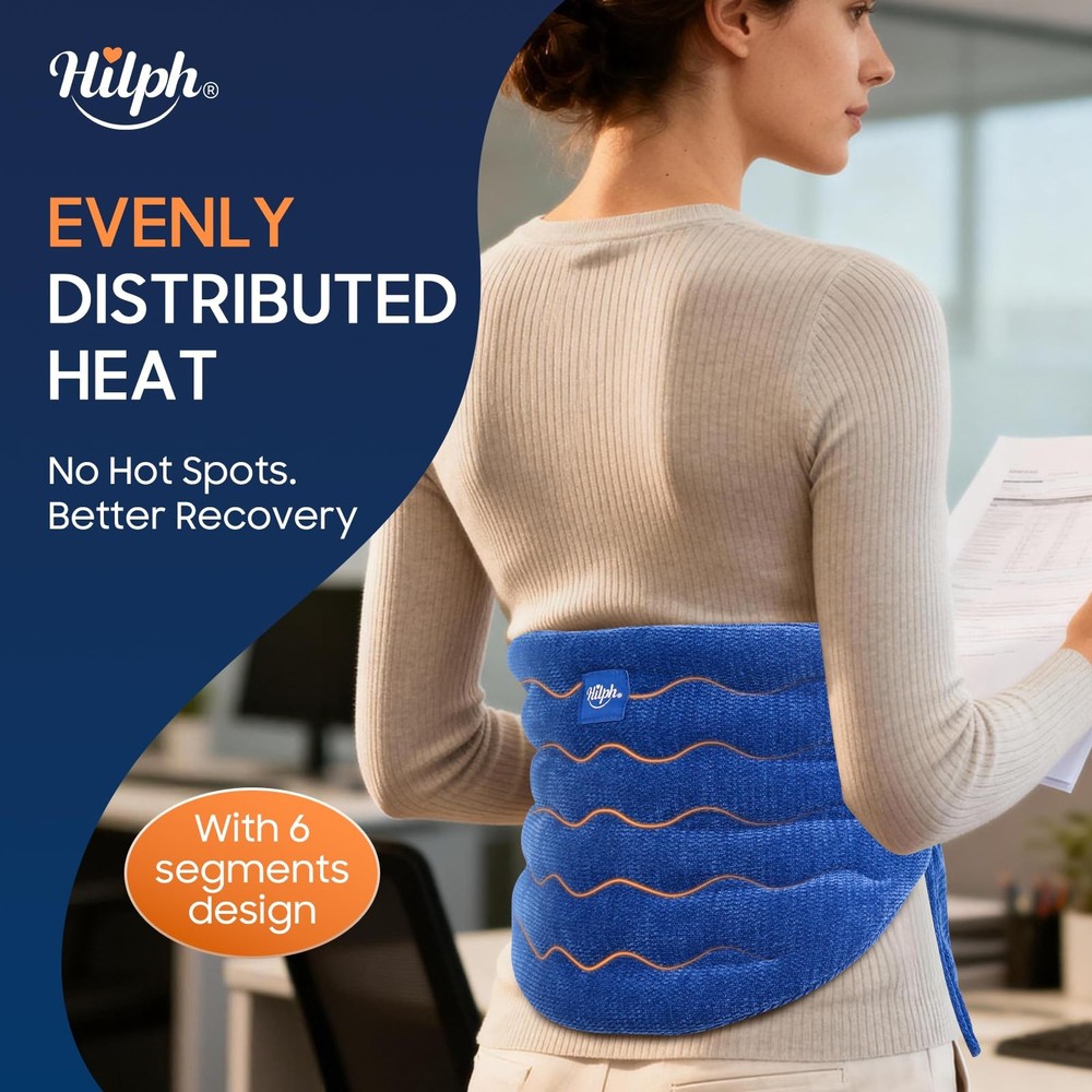 Hilph Heating Pad for Back Microwavable, Extra Large Large, Blue