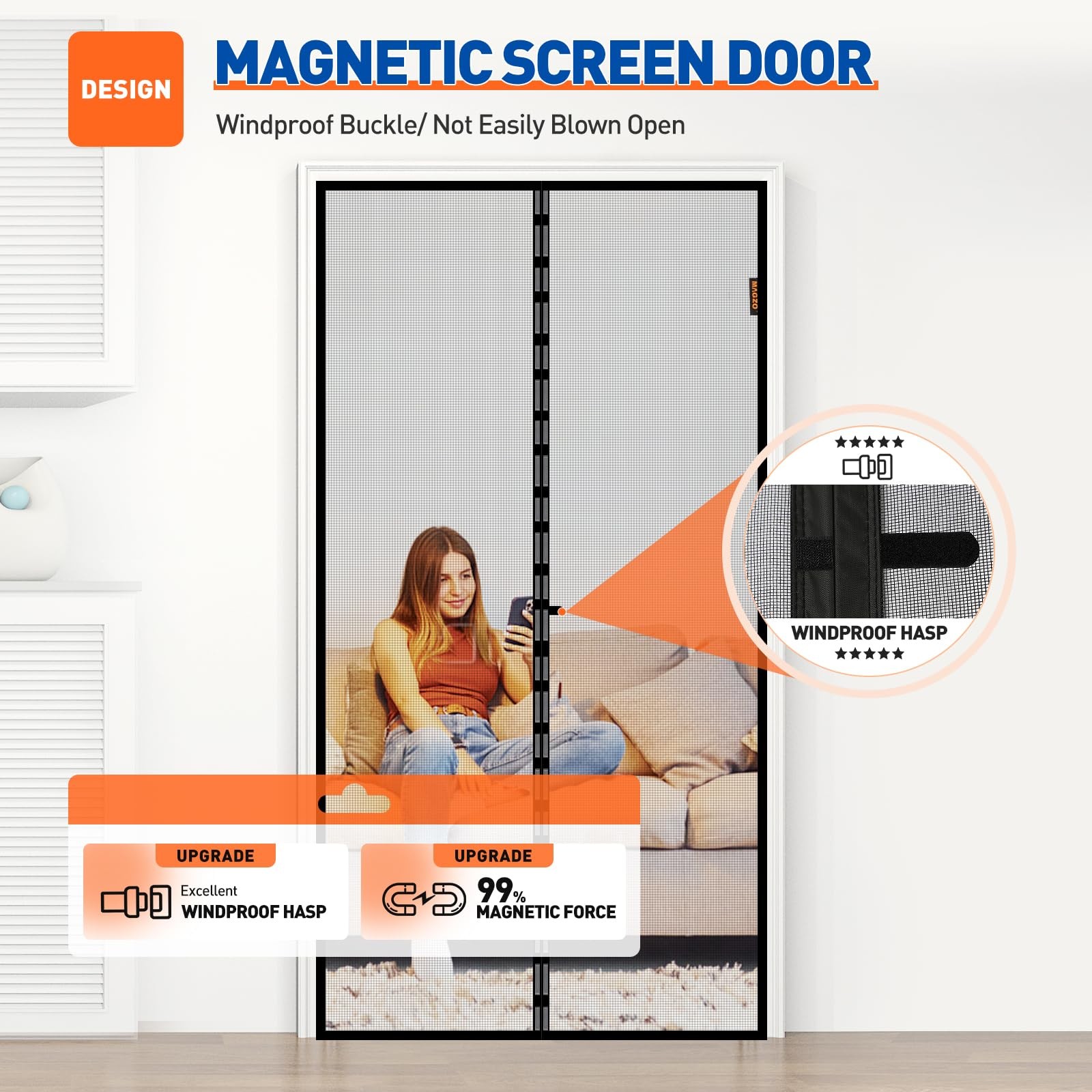 Magnetic Screen Door Fit Door Size 30 x 80 Inch, Screen Size 32" x 81" Strong...