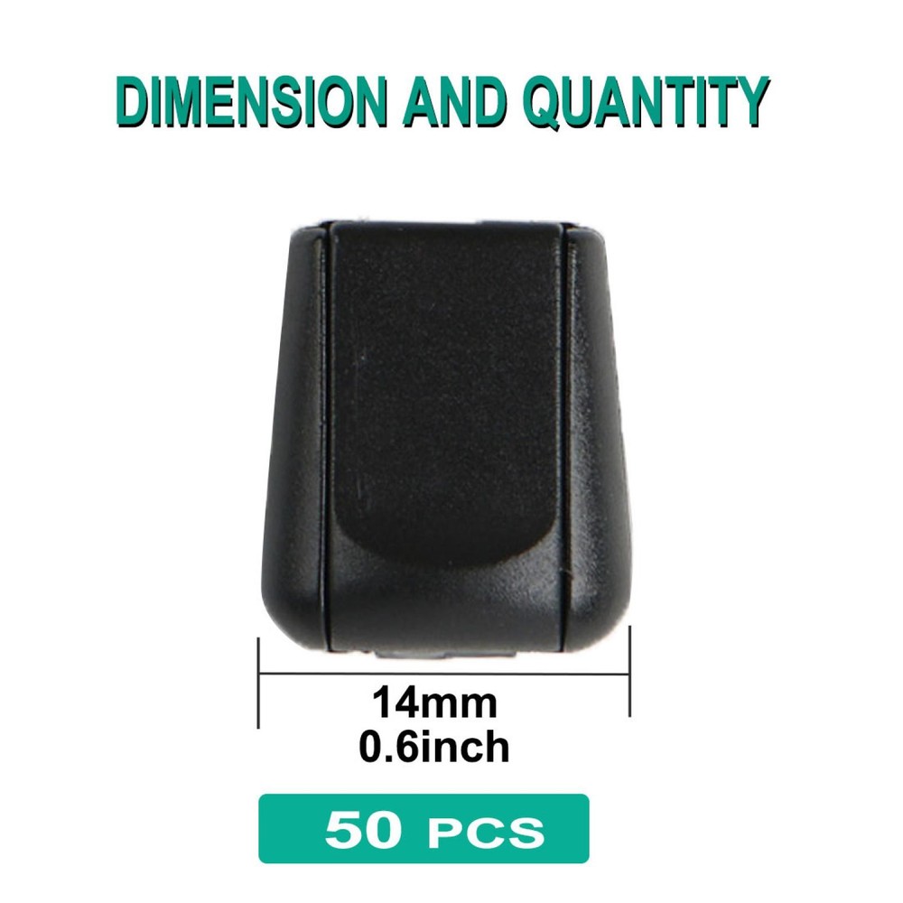 Plastic Sliding Rope String Drawstring Stopper Fastener Cord Lock Black 50pcs