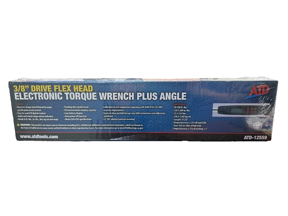 ATD-12559 3/8" DRIVE FLEX HEAD ELECTRONIC TORQUE WRENCH PLUS ANGLE