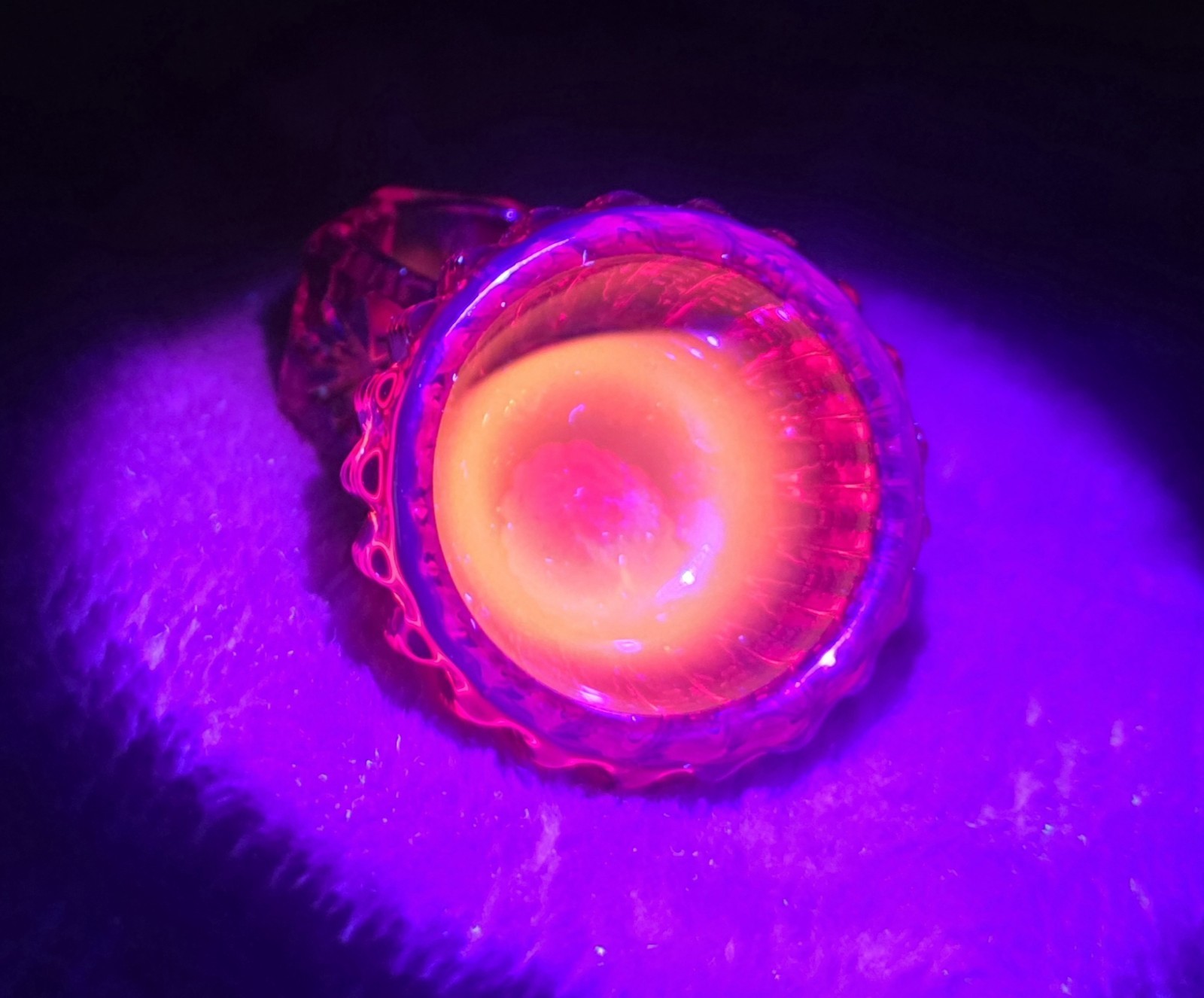 Ruby Red Imperial Glass Salt Well Zipper Pattern 2" Vintage~ RARE FIND