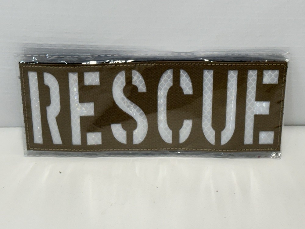 RESCUE Reflective Tactical Patch Hook Loop Vest Plate Carrier ID Badge