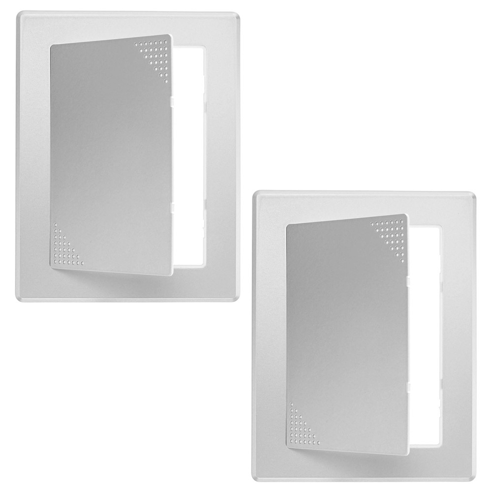 2-Pack Access Panel for Drywall, 7x5" Plastic [Silver Tone, Vented Rectangle]