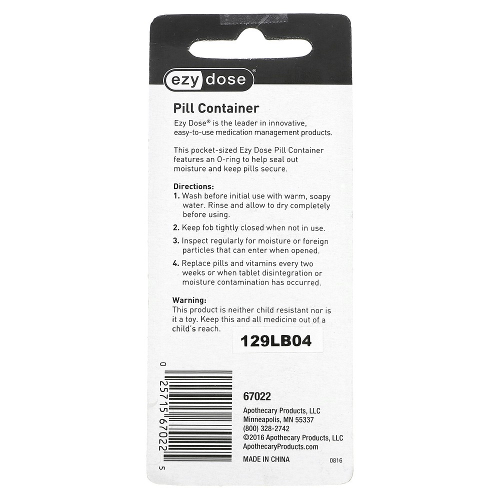 Pill Container Pocket Fob, 1 Count