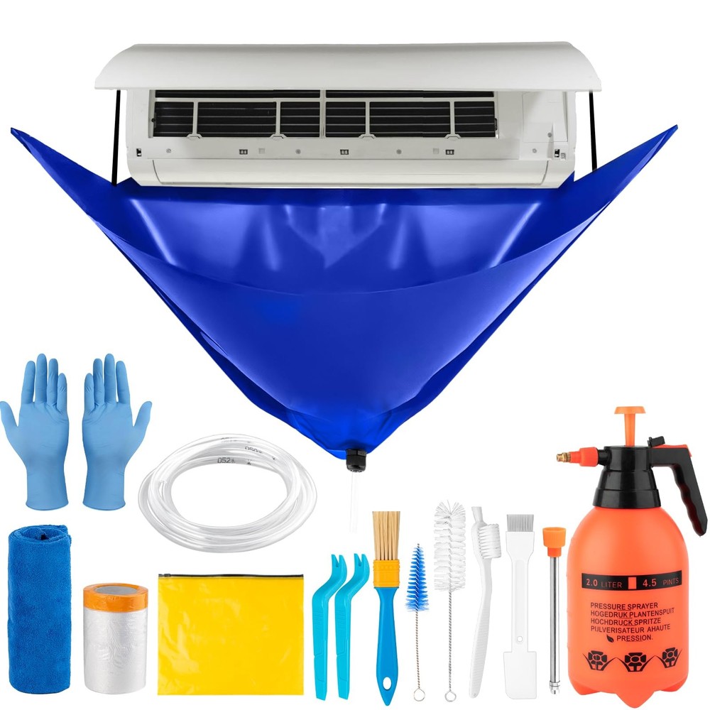 Large Size Mini Split Cleaning Kit, 14 Pcs Mini Split Cleaning Bag with 2L Hi...