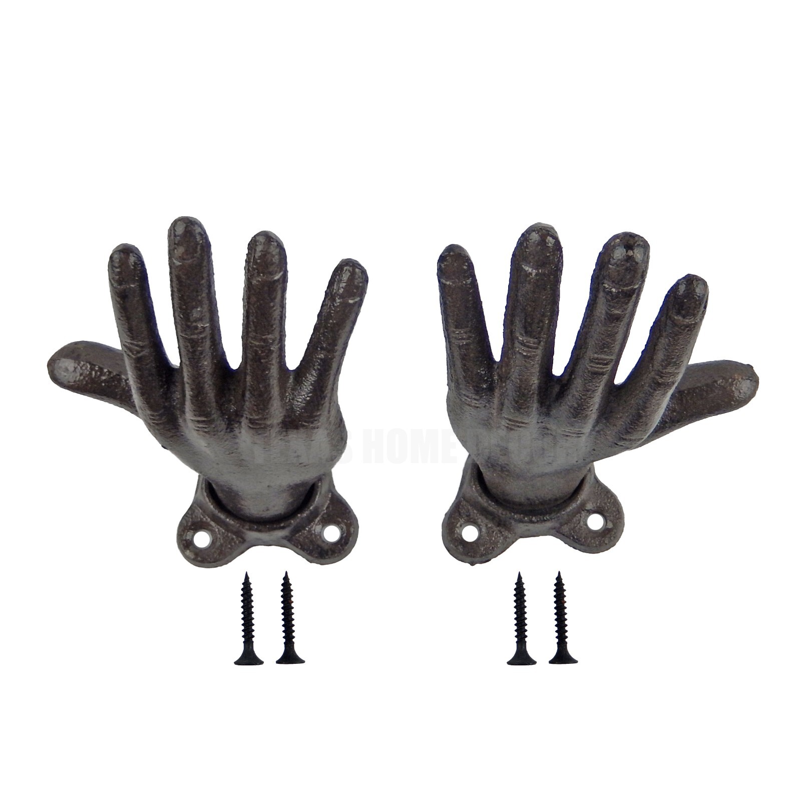 Open Hands Wall Hook Cast Iron Purse Towel Coat Jewelry Hanger Key Rack Set of 2