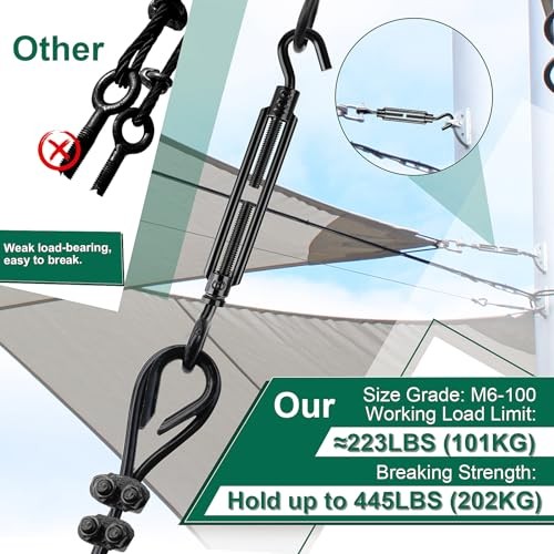 Premium Decorative Turnbuckle Hook & Eye, 12Pcs M6 x 5.9" Hook & Eye Black