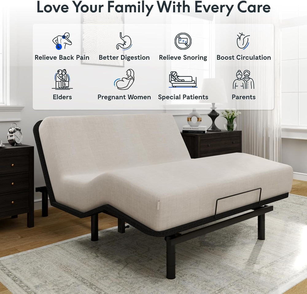 FLEXISPOT Adjustable Bed Frame Base Queen Size,Segmented Design,Easy Assemble,Ox