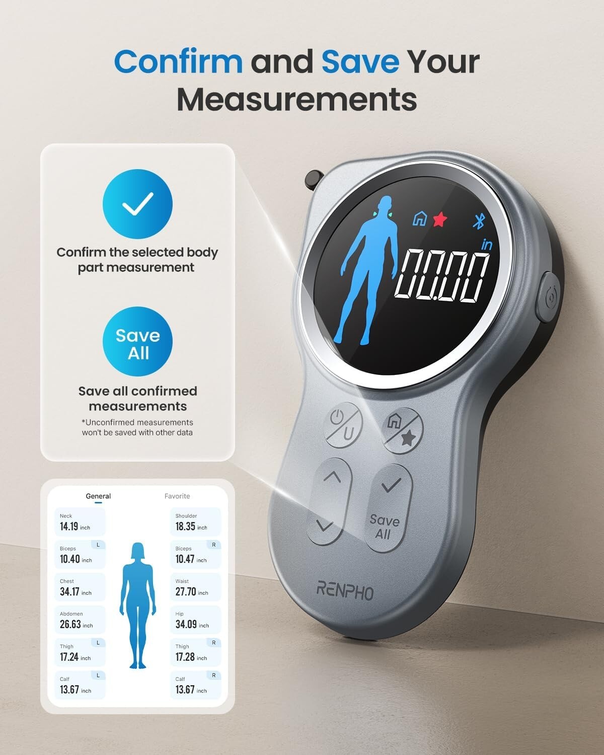 Smart Tape Measure Body Measuring Tape for Weight Loss Bluetooth Tape with App