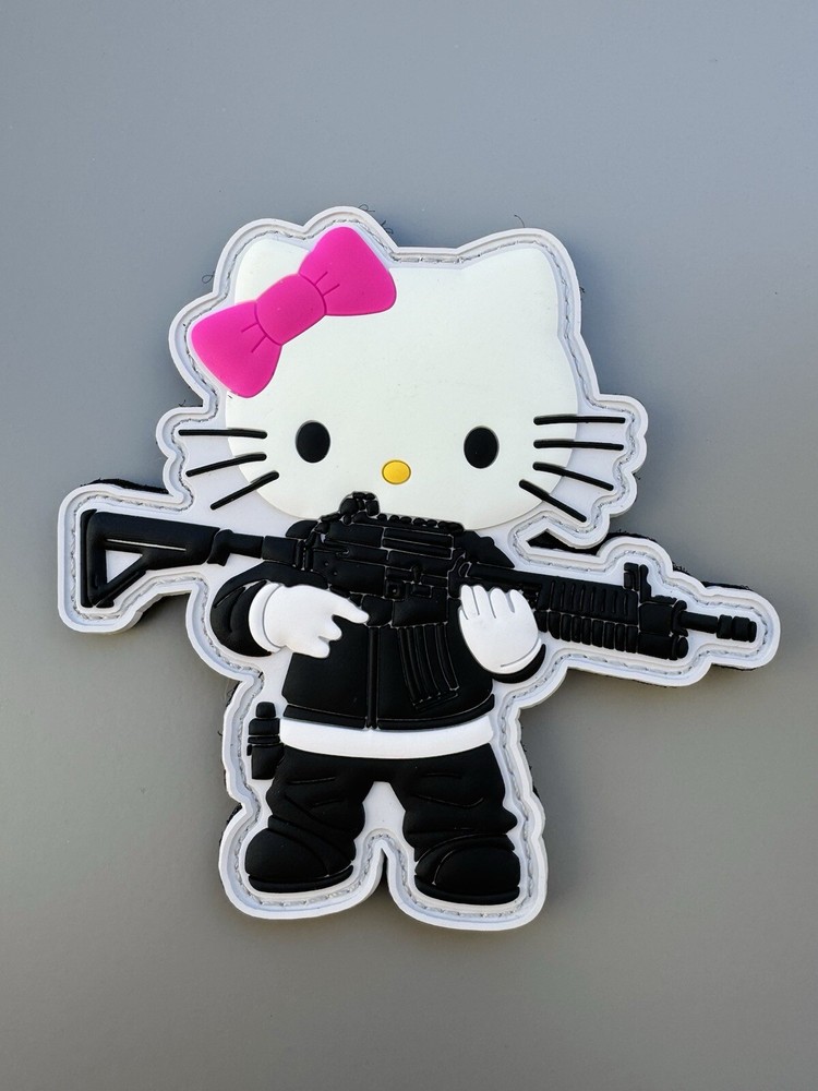 Tactical Hello Kitty Rubber PVC Hook/Loop Morale Patch Glow In The Dark