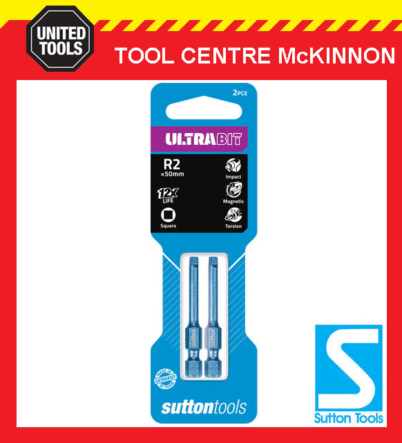 2 x SUTTON IMPACT ULTRABIT SQUARE DRIVE SR2 x 50mm INSERT BITS - GERMAN MADE