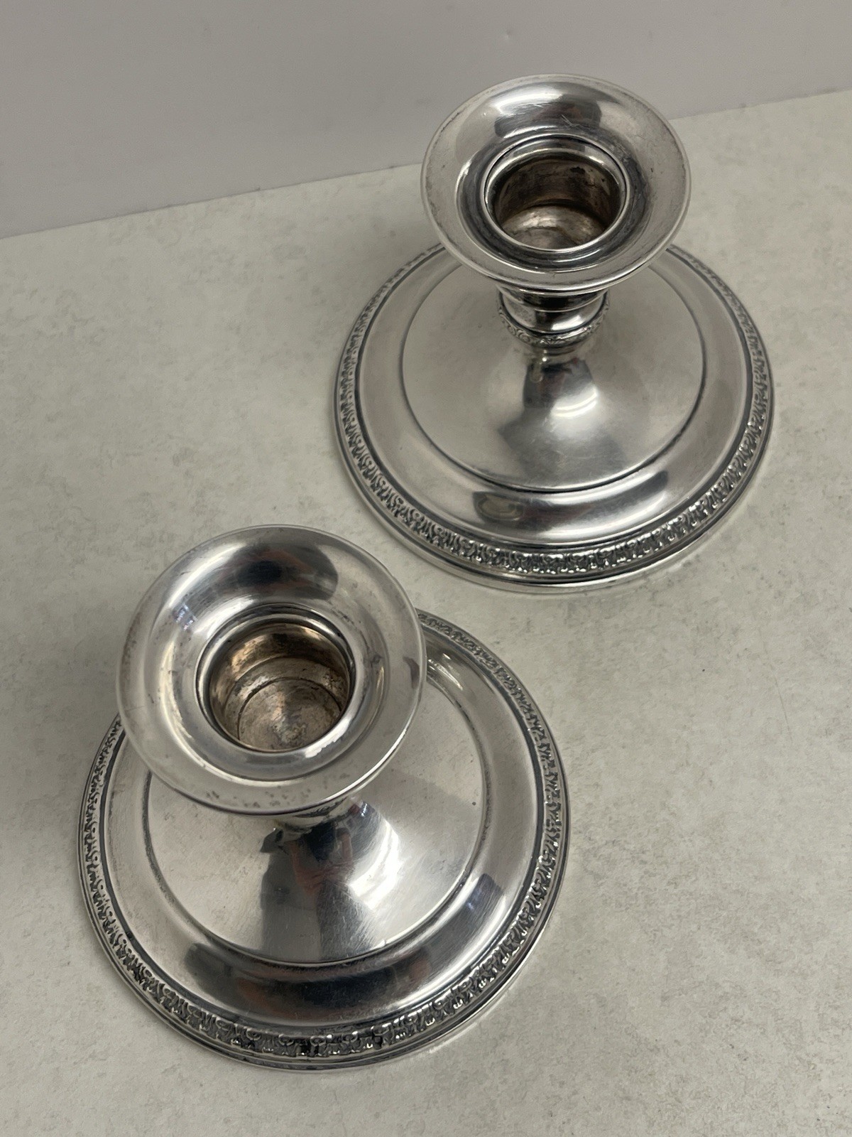 Webster Co Sterling Silver Candlestick Pair Vintage Weighted 335 Grams