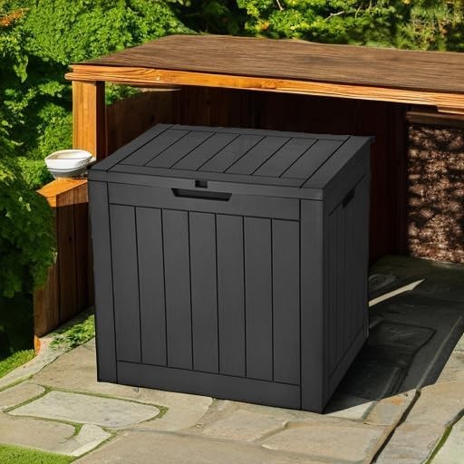 Stylish Black 30-Gallon Deck Box: Waterproof, Weatherproof, Versatile Storage