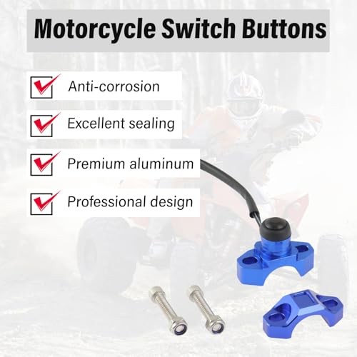 Universal Motorcycle Engine Stop Start Kill Switch Button Blue(Black Button)